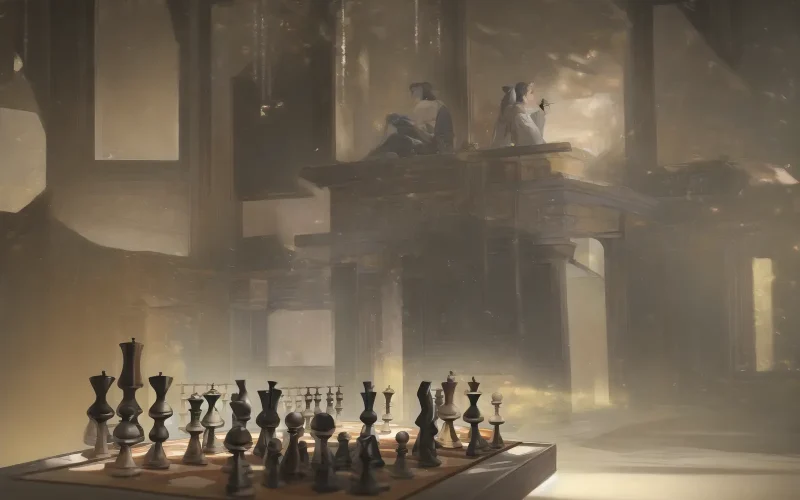 Hesitantly holding the chess piece