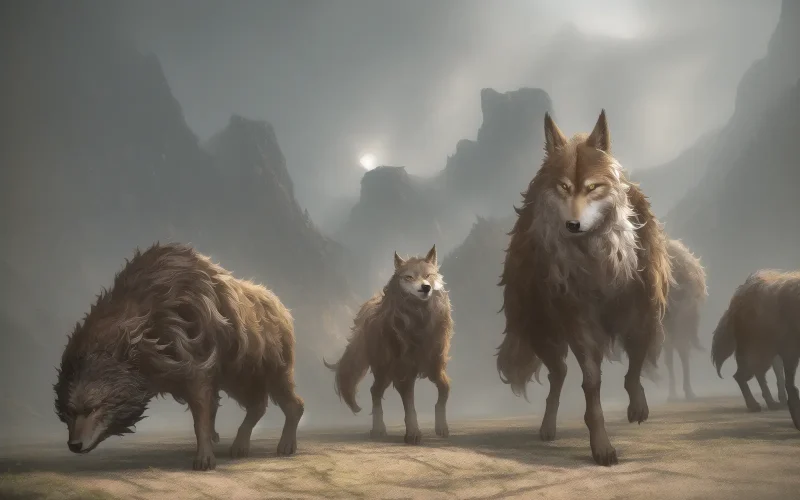 Jackals and wolves are blocking the middle of the road