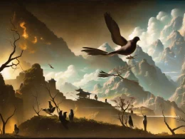 Knotting the grass into a rope and the bird brings jade ring